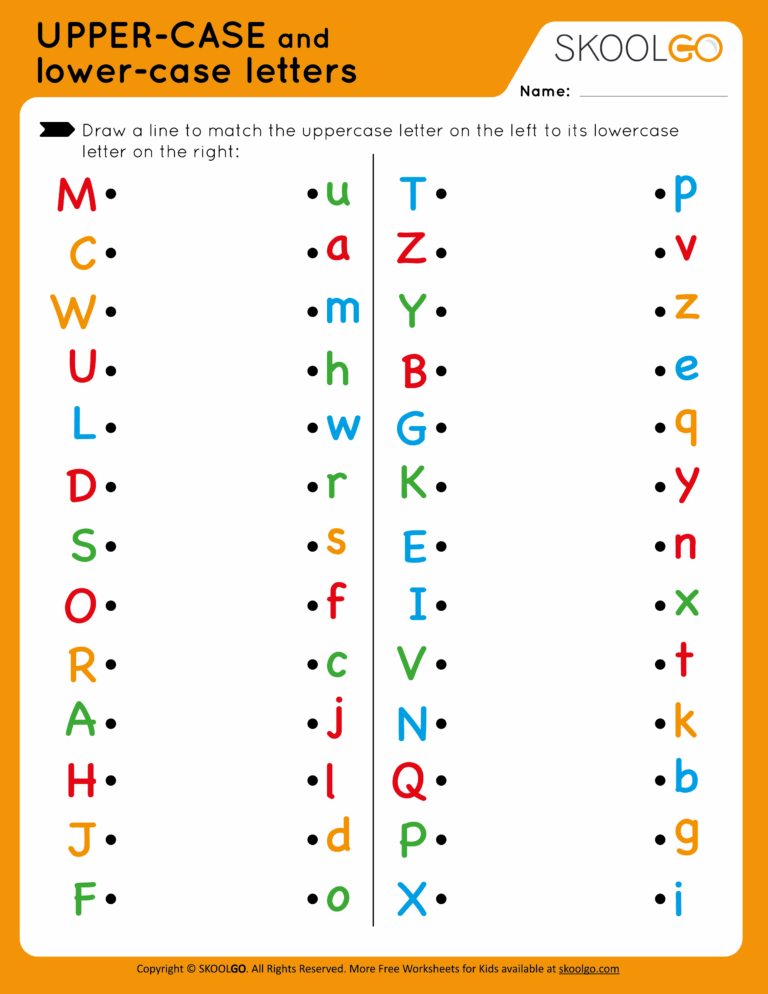 Upper Case Lower Case Worksheet - Upper-Case and Lower-Case Letters - Free Worksheet for Kids