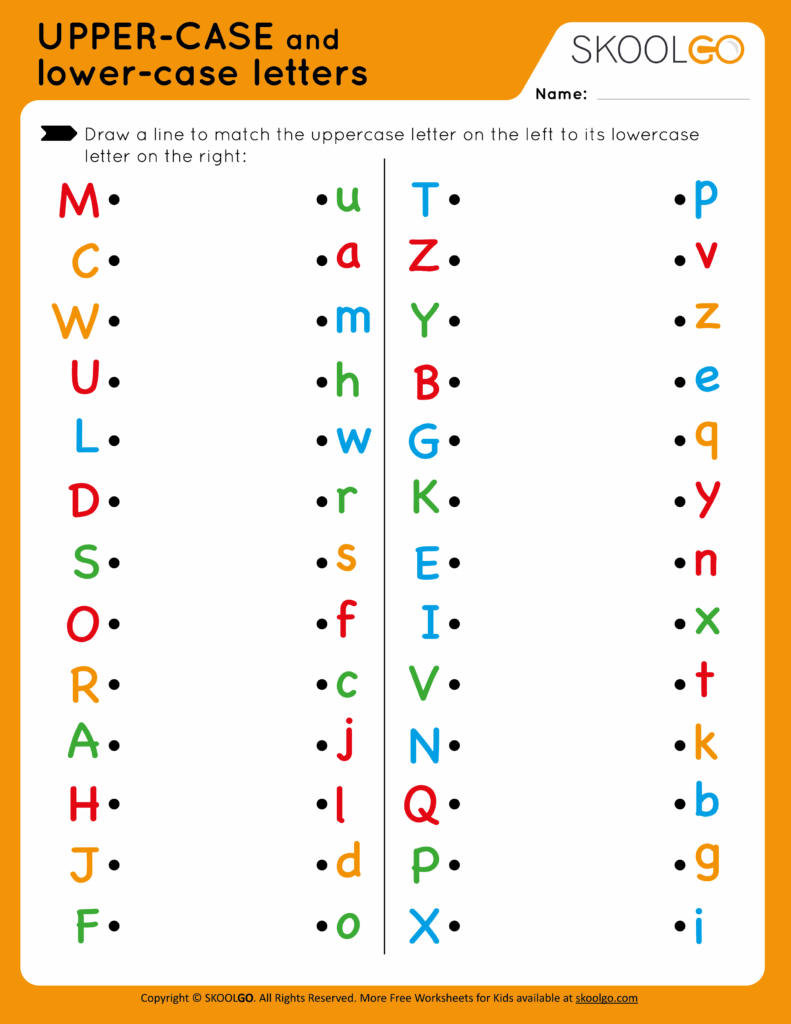 Upper Case Lower Case Worksheet - Upper-Case and Lower-Case Letters - Free Worksheet for Kids