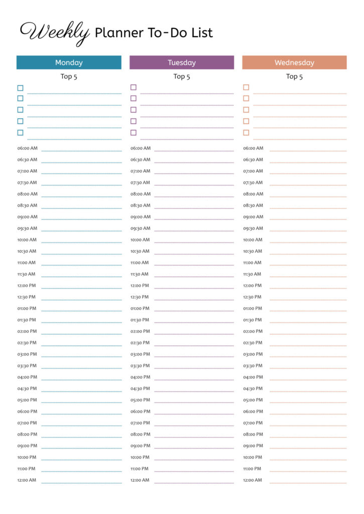 weekly planner to do list template