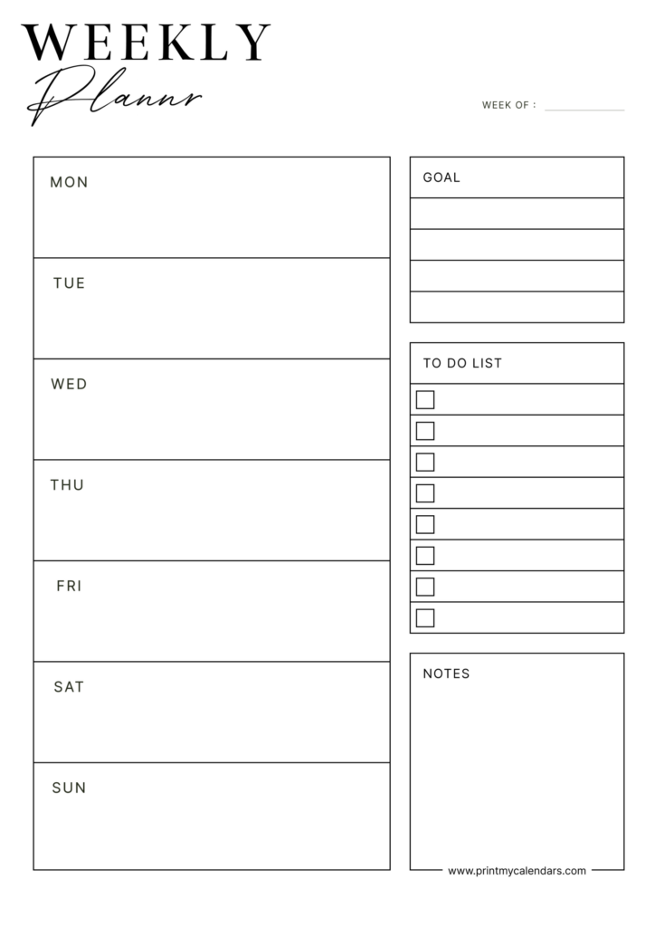 weekly schedule templates