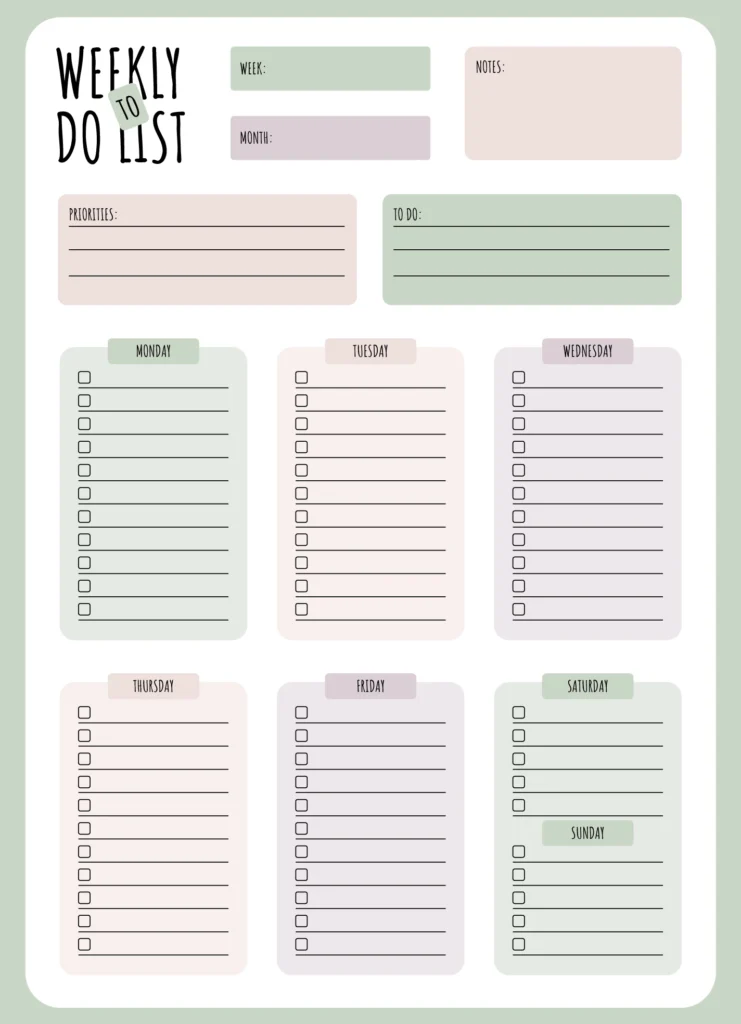 weekly to do list free google docs template