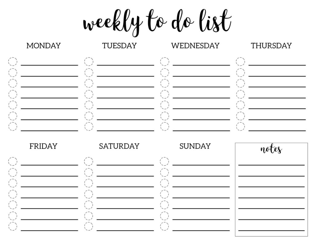 weekly to do list printable checklist template weekly to do list printable checklist template