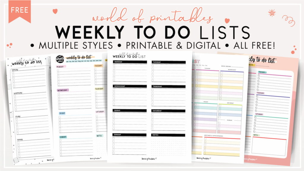 weekly to do list template