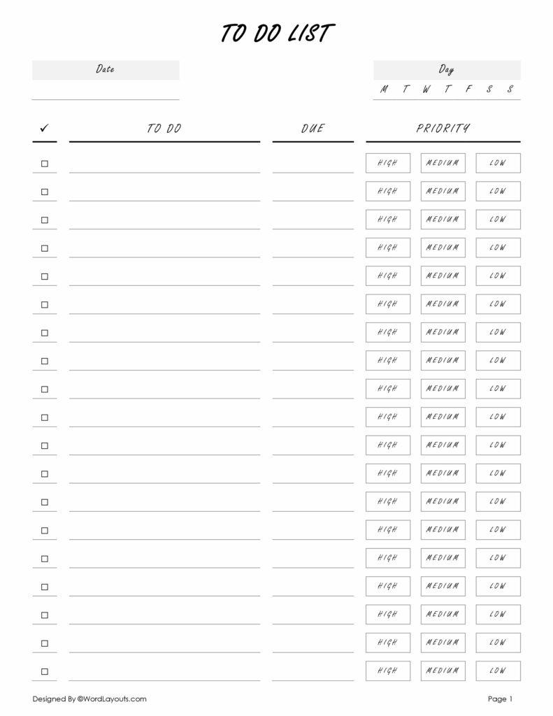 weekly to do list template printable weekly to do list template printable