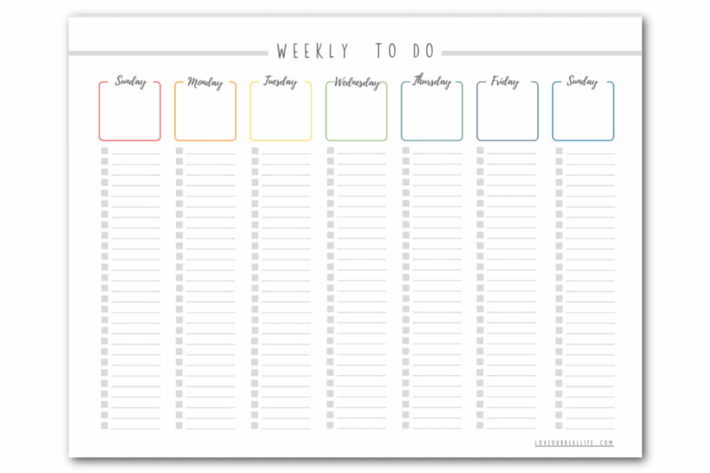 weekly to do list templates