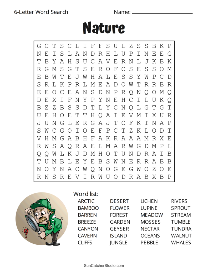 Word Search For 6th Graders Printable – Nature Theme Engaging Word Search For 6th Graders Printable featuring nature-themed words and a fun design