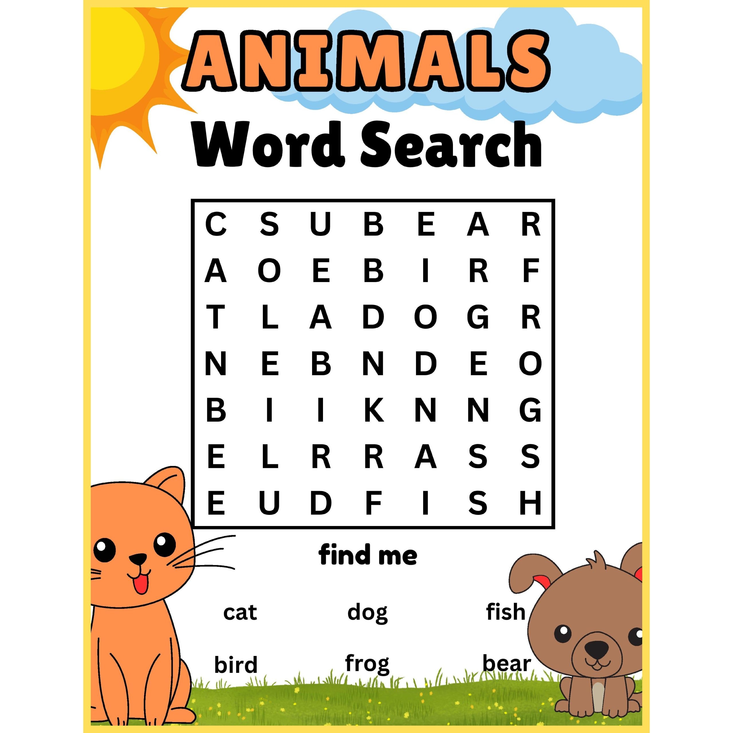 Word Search Puzzles For Kindergarten Free Printable - Free Printable Childrens Word Search - Printable Crossword Puzzles