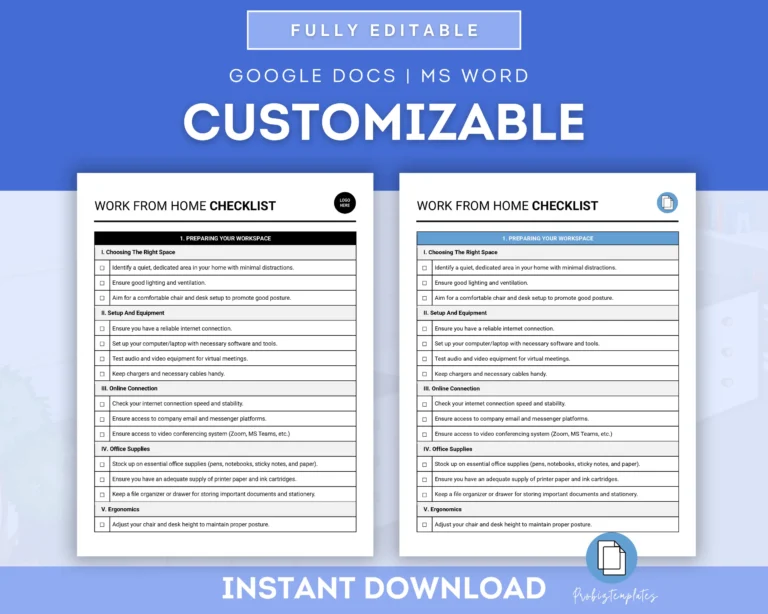Work From Home Checklist Template - work from home checklist
