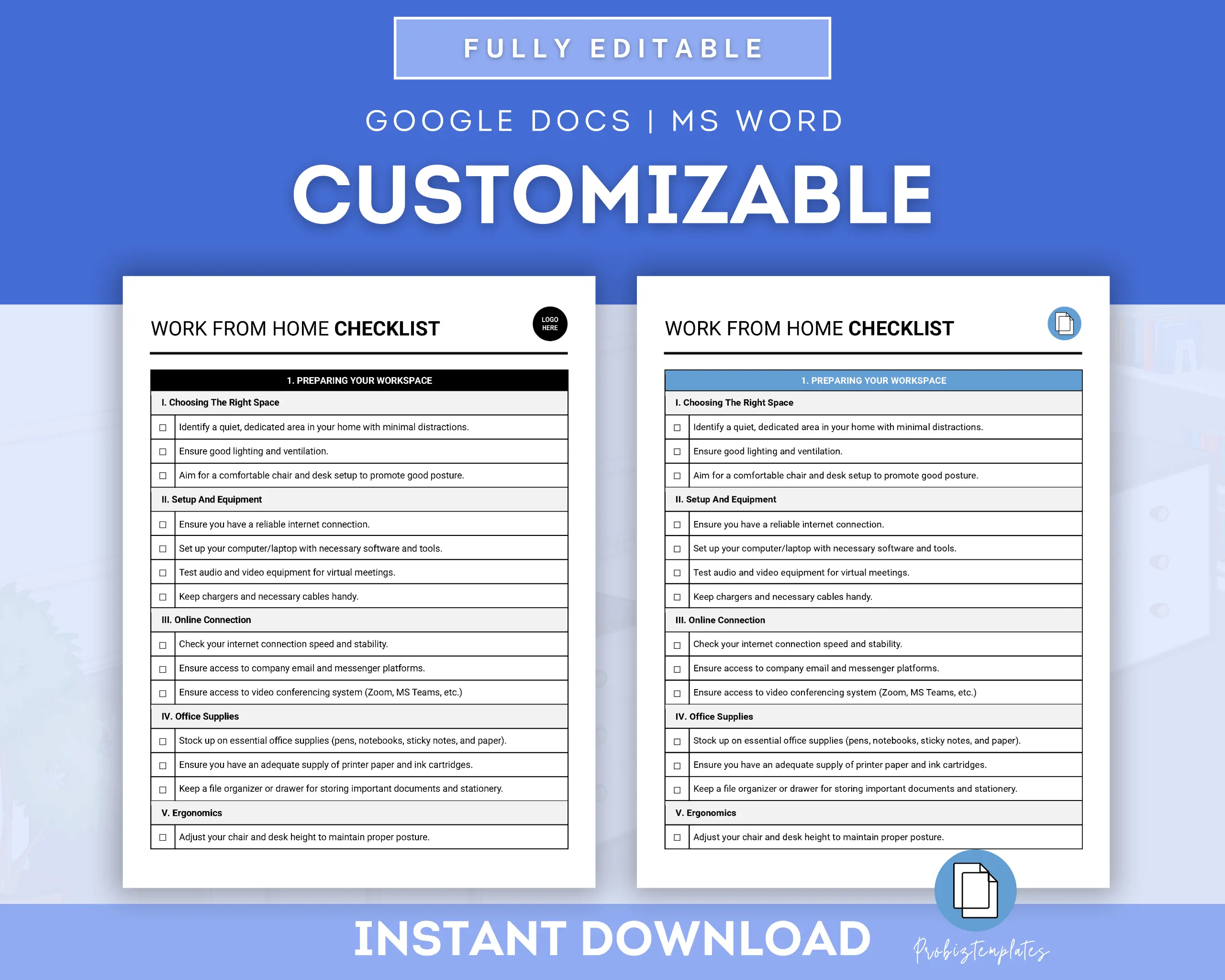 Work From Home Checklist Template - work from home checklist