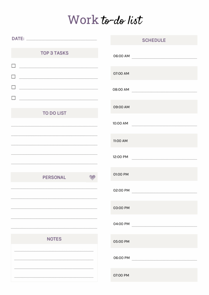 work to do list template