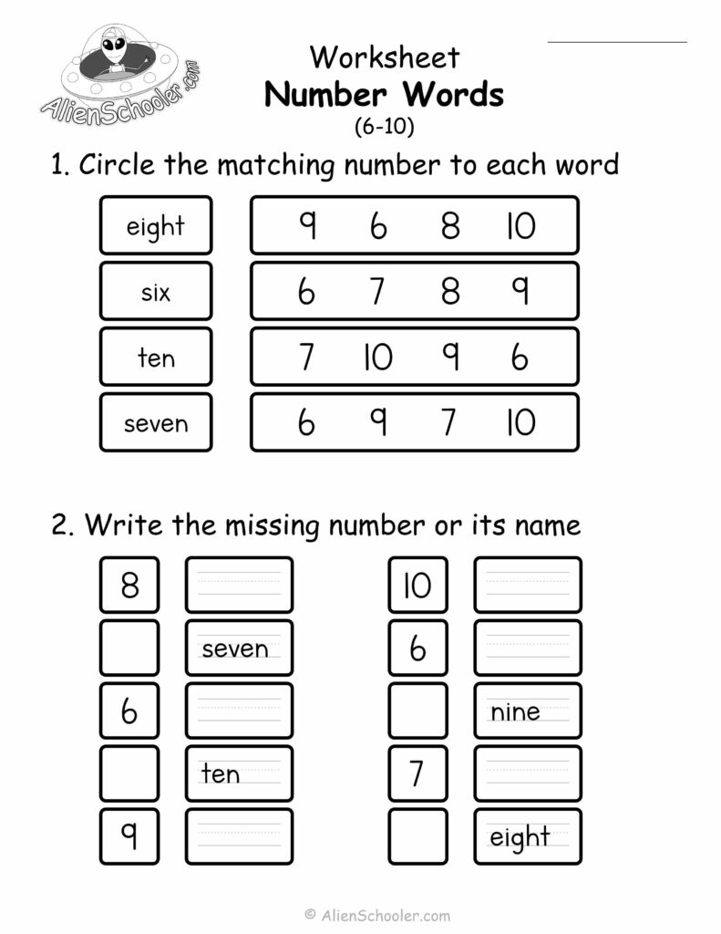 Worksheet Write Numbers In Words – 07 number words 6 10 Worksheet Write Numbers In Words - 07 number words 6 10